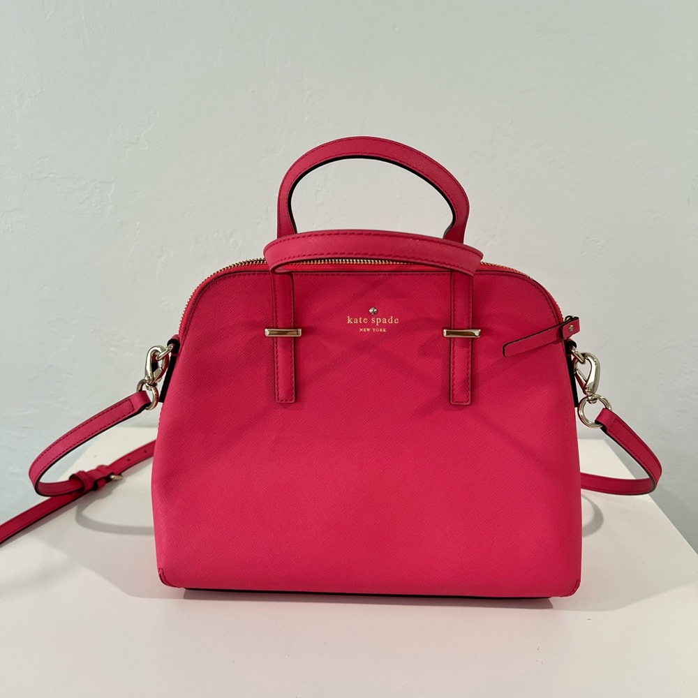 Kate Spade Coral Satchel Bag with Removable crossbody strap like new!